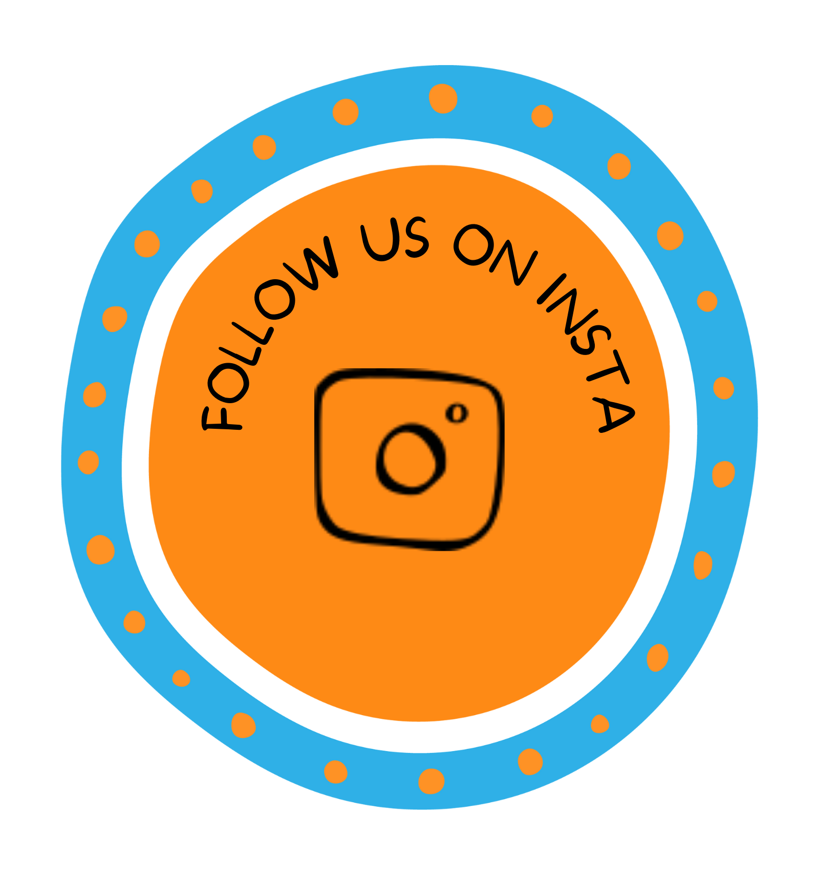 find our instagram profile here, colourful blue and orange circle